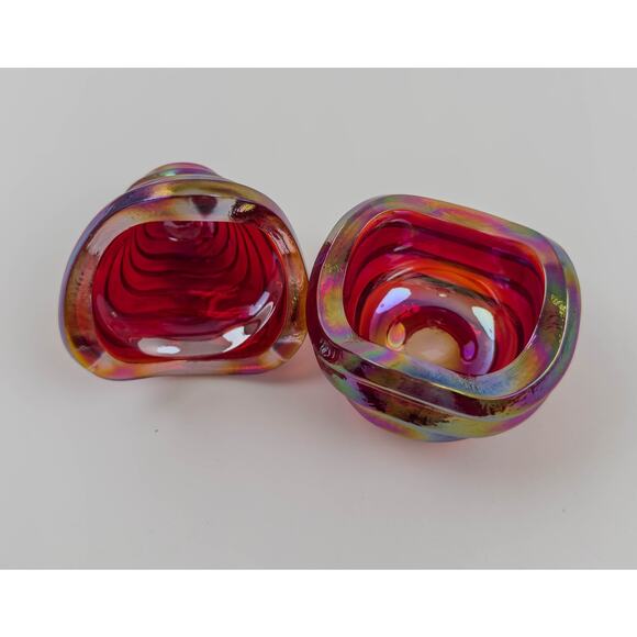 Vintage FENTON Art Glass Tree & Bowl Combo - Red Carnival Iridescent USA - Picture 7 of 9